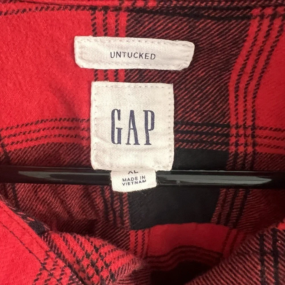 Men's Red Black Buffalo Plaid Flannel Shirt  XL Grunge Workwear Lumberjack Gap